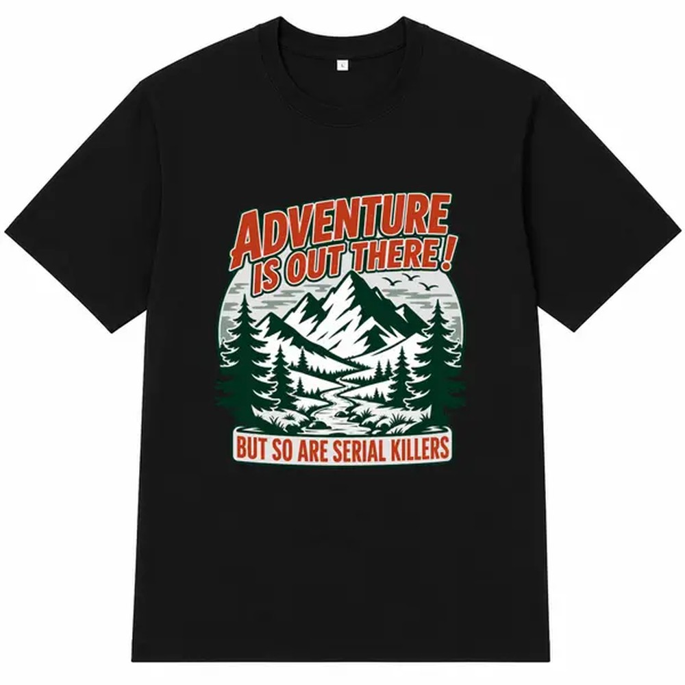 Outdoor Adventure Outfit - Outdoor Adventure Letter Print Schwarzes Shirt,