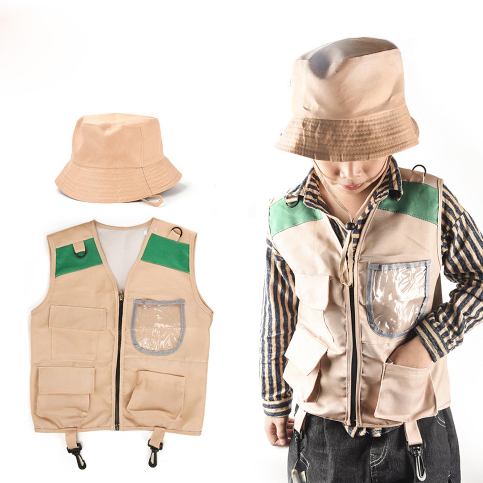 Outdoor Adventure Outfit - Kinder-Entdecker-Hut und Weste, Kostümset, Abenteuer-Rollenspiel-Outdoor-Set für