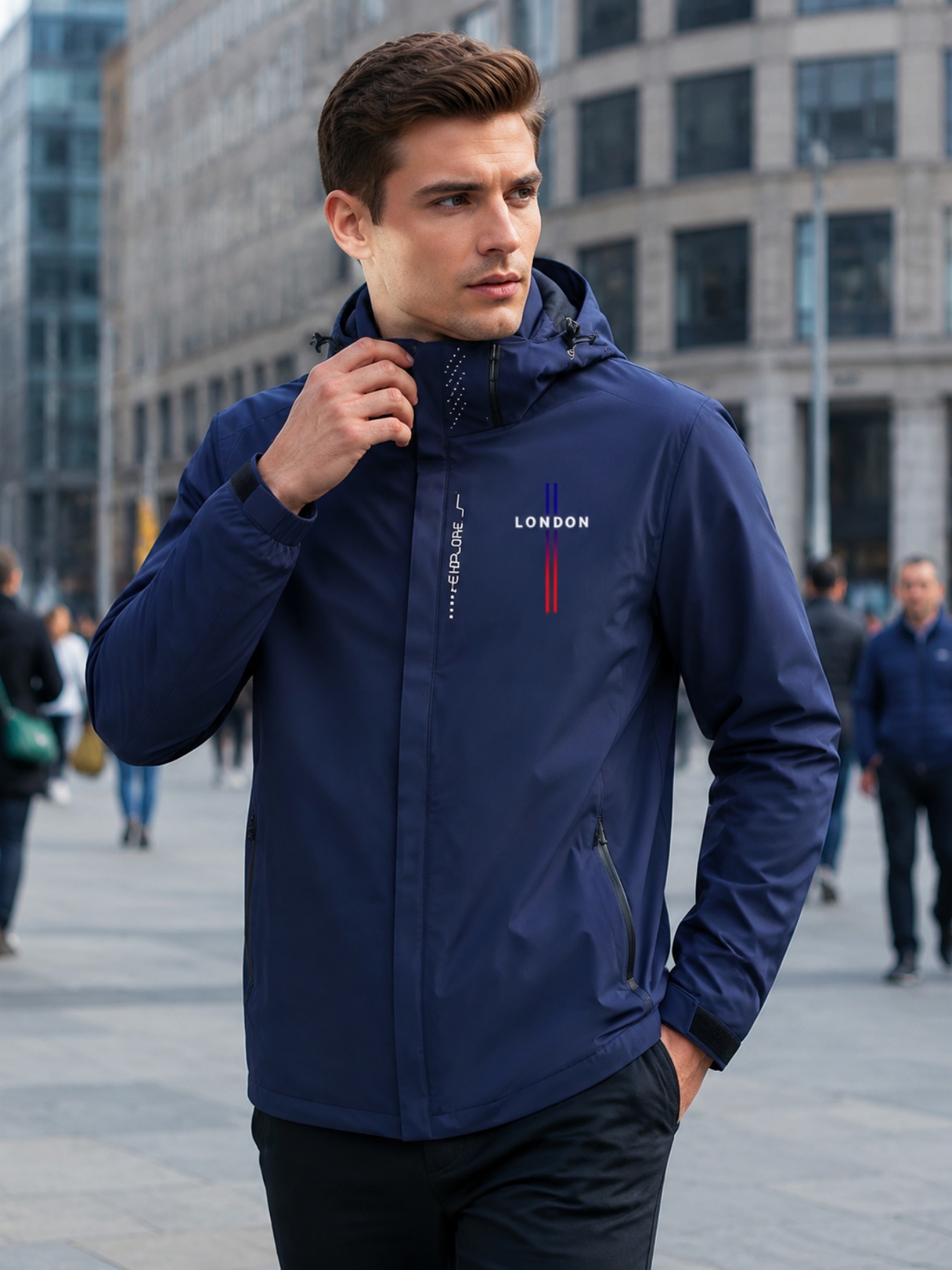 Outdoor Adventure Outfit - Frühling Outdoor Reißverschluss-Jacke - London-Print -